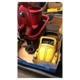 METAL VW BEETLE , SMALL RADIO PLAYER WAGON & RED