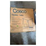 COSCO FOLDING TABLE & 4 SAMSONITE FOLDING CHAIRS