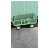 GREEN METAL MESH GARDEN WAGON