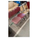 2 RED CHAIRS & 2 WOOD FOLDING  CHAIRS