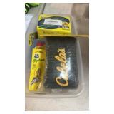 TRAY W/ CABELA'S ROD SOCKS & MISC FISHING TACKLE