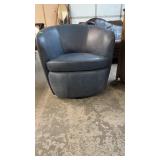 PARKER HOUSE BLUE LEATHER SWIVEL CHAIR