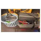 BASKET & TOTE W/ WRENCHES, SOCKETS, ALLEN WRENCHES