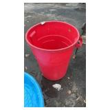 RED RUBBERMAID GARBAGE CAN