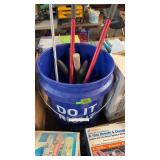 BLUE BUCKET OF LAWN & GARDNE TOOLS