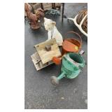2 DECORATIVE WATER CANS, BIRDHOUSE & LAWN DECOR