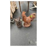 CAST IRON ROOSTER & CAST IRON OWL