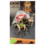3 HORSES (1 IS BROKE) & CHRISTMAS ORNAMENTS