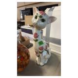 MID CENTURY ITALIAN CERAMIC HAND PAINTED CAT, 15'