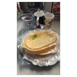 GROUP OF PLATTER, MUGS, MARTINI GLASSES