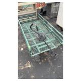 GREEN METAL MESH GARDEN WAGON **NEEDS FRONT WHEEL