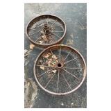 2 ANTIQUE IRON IMPLEMENT WHEELS