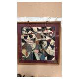 FRAMED PATCHWORK QUILT PIECE 25'X25'