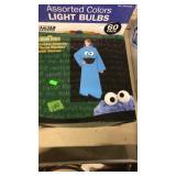 ASSORTED COLOR LIGHT BULBS & SESAME STREET COOKIE