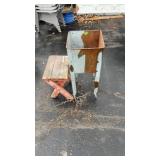 GALVANIZED PLANT STAND & WOOD STOOL