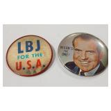 LBJ & NIXON VTG CAMPAIGN BUTTONS