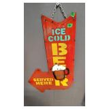 METAL ICE COLD BEER SIGN