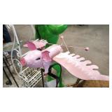 METAL FLYING PIG GARDEN ROCKING SCULPTURE