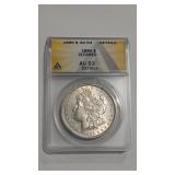 1885 MORGAN DOLLAR ANACS AU53