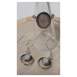 MOONSTONE COLOR 925 RING & EARRINGS