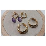 14K HUGGER AMETHYST EARRINGS