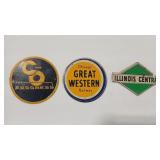 3 - METAL MINATURE RAILROAD SIGNS