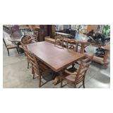 WOOD FARMHOUSE TABLE 2 CAPTAIN & 4 SIDE CHAIRS