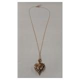 SAPPHIRE COLOR & CZ GOLD TONE 925 NECKLACE