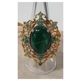 MALACHITE & COLOR CZ 925 COCKTAIL RING