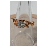 MOISSANITE 925 GOLD TONE RING GRA CERTICIFATE