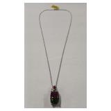 WATERMELON TOURMALINE & COLORED STONE 925 NECKLACE