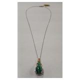MALACHITE, EMERALD COLOR & CZ 925 NECKLACE