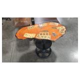 BURL SLAB POKER THEME METAL ACCENT TABLE