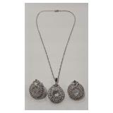 CZ DRAMATIC 925 NECKLACE & EARRINGS