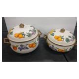 2 - ENAMEL ESSENCE STOCK POTS W/LIDS