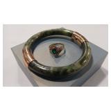 JADE STYLE BANGLE & FASHION RING SZ 6