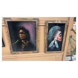 2 - VELVET NATIVE AMERICAN FRAMED ART