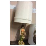 VINTAGE CERAMIC TABLE LAMP, GIRL W/ BASKET OF