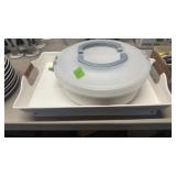 DEVILED EGG CARRIER & WHITE SERVING TRAY