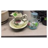 GLASS/PICTURE & PITCHER W/ BOWL