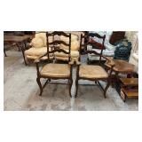 PR OF ANTIQUE RATAN BOTTOM ARM CHAIRS EACH 2X$