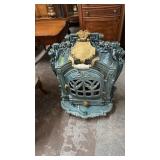 ANTIQUE FRENCH ART NOUVEAU ENAMELED CAST IRON