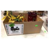 AMBERINA GLASS VASE & MID CENTURY MODERN FRUIT