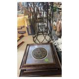 2 DECORATIVE WALL HANGINGS & DECORATIVE TILE TOP