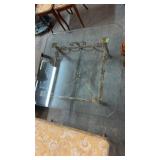 GLASS TOP COFFEE TABLE W/ IRON BASE, 358'X38'X17'