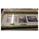 THOMAS KINKADE 3 PICTURE 'AUTUMN MOMENTS' FRAMED