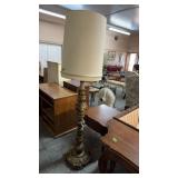 ITALIAN CARVED GILT WOOD & PAINTED FLOOR LAMP W/