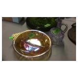 INDIANA GLASS MARIGOLD CARNIVAL GLASS RELISH TRAY