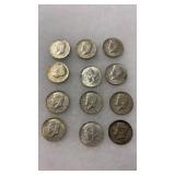 12 KENNEDY HALF DOLLARS 1965-1969