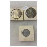 2 TRADE DOLLARS & 5 CENT TOKEN